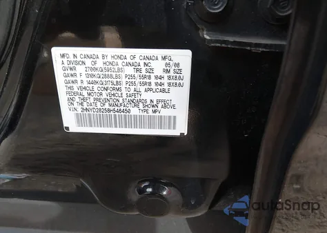2008 Acura Mdx z USA, uszkodzony, nr VIN 2HNYD28258H546450